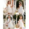 Arshiner Toddler Girls Tulle Dress Bowknot Tutu Birthday Princess Embroidery Dresses Formal Photoshoot Summer Outfit 2-8T(White Floral)