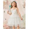 Arshiner Toddler Girls Tulle Dress Bowknot Tutu Birthday Princess Embroidery Dresses Formal Photoshoot Summer Outfit 2-8T(White Floral)