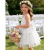Arshiner Toddler Girls Tulle Dress Bowknot Tutu Birthday Princess Embroidery Dresses Formal Photoshoot Summer Outfit 2-8T(White Floral)