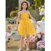 Arshiner Toddler Girls Tulle Dress Bowknot Tutu Birthday Princess Embroidery Dresses Formal Photoshoot Summer Outfit 2-8T(Yellow Floral)