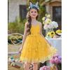 Arshiner Toddler Girls Tulle Dress Bowknot Tutu Birthday Princess Embroidery Dresses Formal Photoshoot Summer Outfit 2-8T(Yellow Floral)