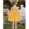 Arshiner Toddler Girls Tulle Dress Bowknot Tutu Birthday Princess Embroidery Dresses Formal Photoshoot Summer Outfit 2-8T(Yellow Floral)