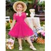 Arshiner Toddler Girls Tulle Summer Puff Sleeve Baby Girls Tutu Princess Party Casual Dress 2-6Y(Hot Pink)