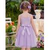 Arshiner Toddler Tulle Dress Summer Spaghetti Strap Party Tutu Flower Girl Dresses with Belt 3-8Y(Purple)