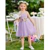 Arshiner Toddler Tulle Dress Summer Spaghetti Strap Party Tutu Flower Girl Dresses with Belt 3-8Y(Purple)