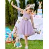 Arshiner Toddler Tulle Dress Summer Spaghetti Strap Party Tutu Flower Girl Dresses with Belt 3-8Y(Purple)