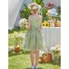 Arshiner Tutu Tulle Dress for Toddler Girls Bowknot Sleeveless Flower Birthday Princess Party Summer Dresses(Green Floral)