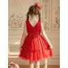 Arshiner Tutu Tulle Dress for Toddler Girls Bowknot Sleeveless Flower Birthday Princess Party Summer Dresses(Red)