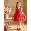 Arshiner Tutu Tulle Dress for Toddler Girls Bowknot Sleeveless Flower Birthday Princess Party Summer Dresses(Red)