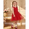 Arshiner Tutu Tulle Dress for Toddler Girls Bowknot Sleeveless Flower Birthday Princess Party Summer Dresses(Red)