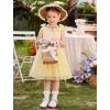 Arshiner Tutu Tulle Dress for Toddler Girls Bowknot Sleeveless Flower Birthday Princess Party Summer Dresses(Yellow Plaid Daisy)