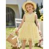 Arshiner Tutu Tulle Dress for Toddler Girls Bowknot Sleeveless Flower Birthday Princess Party Summer Dresses(Yellow Plaid Daisy)