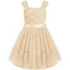 Arshiner Flower Girl Dress A-Line Formal Lace Party Dresses for Wedding Communion Princess Holiday Sundress with Belt(Ivory)