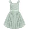 Arshiner Flower Girl Dress A-Line Formal Lace Party Dresses for Wedding Communion Princess Holiday Sundress with Belt(Sage)