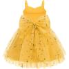 Arshiner Toddler Girls Tulle Dress Bowknot Tutu Birthday Princess Embroidery Dresses Formal Photoshoot Summer Outfit 2-8T(Yellow Floral)