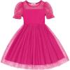 Arshiner Toddler Girls Tulle Summer Puff Sleeve Baby Girls Tutu Princess Party Casual Dress 2-6Y(Hot Pink)