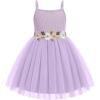 Arshiner Toddler Tulle Dress Summer Spaghetti Strap Party Tutu Flower Girl Dresses with Belt 3-8Y(Purple)