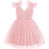 Arshiner Tutu Tulle Dress for Toddler Girls Bowknot Sleeveless Flower Birthday Princess Party Summer Dresses(Pink Daisy)