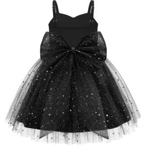 Arshiner Toddler Girls Tulle Dress Bowknot Tutu Birthday Princess Embroidery Dresses Formal Photoshoot Summer Outfit 2-8T(Black Star)