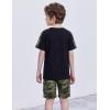 Arshiner Boys 2-Piece Camo Stitching Outfit Short Sleeve Cotton T-Shirt & Shorts Set Kids Summer Clothes 6-14 Years(Black & Army Green)