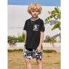Arshiner Boys 2-Piece Camo Stitching Outfit Short Sleeve Cotton T-Shirt & Shorts Set Kids Summer Clothes 6-14 Years(Black & Gray)