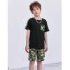 Arshiner Boys 2-Piece Camo Stitching Outfit Short Sleeve Cotton T-Shirt & Shorts Set Kids Summer Clothes 6-14 Years(Black & Green)
