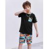 Arshiner Boys 2-Piece Camo Stitching Outfit Short Sleeve Cotton T-Shirt & Shorts Set Kids Summer Clothes 6-14 Years(Black & Orange)