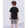 Arshiner Boys 2-Piece Camo Stitching Outfit Short Sleeve Cotton T-Shirt & Shorts Set Kids Summer Clothes 6-14 Years(Black & Orange)