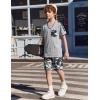 Arshiner Boys 2-Piece Camo Stitching Outfit Short Sleeve Cotton T-Shirt & Shorts Set Kids Summer Clothes 6-14 Years(Gray)