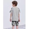 Arshiner Boys 2-Piece Camo Stitching Outfit Short Sleeve Cotton T-Shirt & Shorts Set Kids Summer Clothes 6-14 Years(Gray)