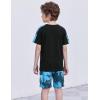Arshiner Boys 2-Piece Camo Stitching Outfit Short Sleeve Cotton T-Shirt & Shorts Set Kids Summer Clothes 6-14 Years(Tie-dye – Blue)