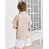 Arshiner Boys Button Down Shirt Short Sleeve Collar Leather Patch Linen Woven Summer Beach Shirts Size 4-12 Years(Buttery Yellow)