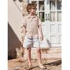 Arshiner Boys Button Down Shirt Short Sleeve Collar Leather Patch Linen Woven Summer Beach Shirts Size 4-12 Years(Buttery Yellow)
