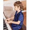 Arshiner Boys Pajamas Silk Pajamas Set Short Sleeve Button Down Satin Pjs for 4-13 Years(Navy Blue)