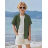 Arshiner Boys Short Sleeve Button Down Shirt Texture Summer Beach Vacation Shirt 4-12 Years(Army Green)