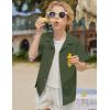 Arshiner Boys Short Sleeve Button Down Shirt Texture Summer Beach Vacation Shirt 4-12 Years(Army Green)