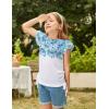 Arshiner Girls T Shirts Ruffle Short Sleeve Ruched Knot Side Tunic Blouse Summer Tee Tops(Blue Flower Tie-dye)