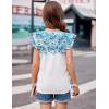 Arshiner Girls T Shirts Ruffle Short Sleeve Ruched Knot Side Tunic Blouse Summer Tee Tops(Blue Flower Tie-dye)