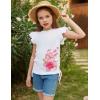 Arshiner Girls T Shirts Ruffle Short Sleeve Ruched Knot Side Tunic Blouse Summer Tee Tops(Flowers Print)