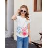 Arshiner Girls T Shirts Ruffle Short Sleeve Ruched Knot Side Tunic Blouse Summer Tee Tops(Flowers Print)