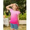 Arshiner Girls T Shirts Ruffle Short Sleeve Ruched Knot Side Tunic Blouse Summer Tee Tops(Gradient Pink)