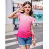 Arshiner Girls T Shirts Ruffle Short Sleeve Ruched Knot Side Tunic Blouse Summer Tee Tops(Gradient Pink)