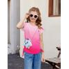 Arshiner Girls T Shirts Ruffle Short Sleeve Ruched Knot Side Tunic Blouse Summer Tee Tops(Gradient Pink)