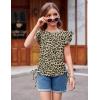 Arshiner Girls T Shirts Ruffle Short Sleeve Ruched Knot Side Tunic Blouse Summer Tee Tops(Leopard Print)