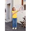 Arshiner Girls T Shirts Ruffle Short Sleeve Ruched Knot Side Tunic Blouse Summer Tee Tops(Yellow)