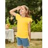 Arshiner Girls T Shirts Ruffle Short Sleeve Ruched Knot Side Tunic Blouse Summer Tee Tops(Yellow)
