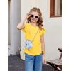 Arshiner Girls T Shirts Ruffle Short Sleeve Ruched Knot Side Tunic Blouse Summer Tee Tops(Yellow)