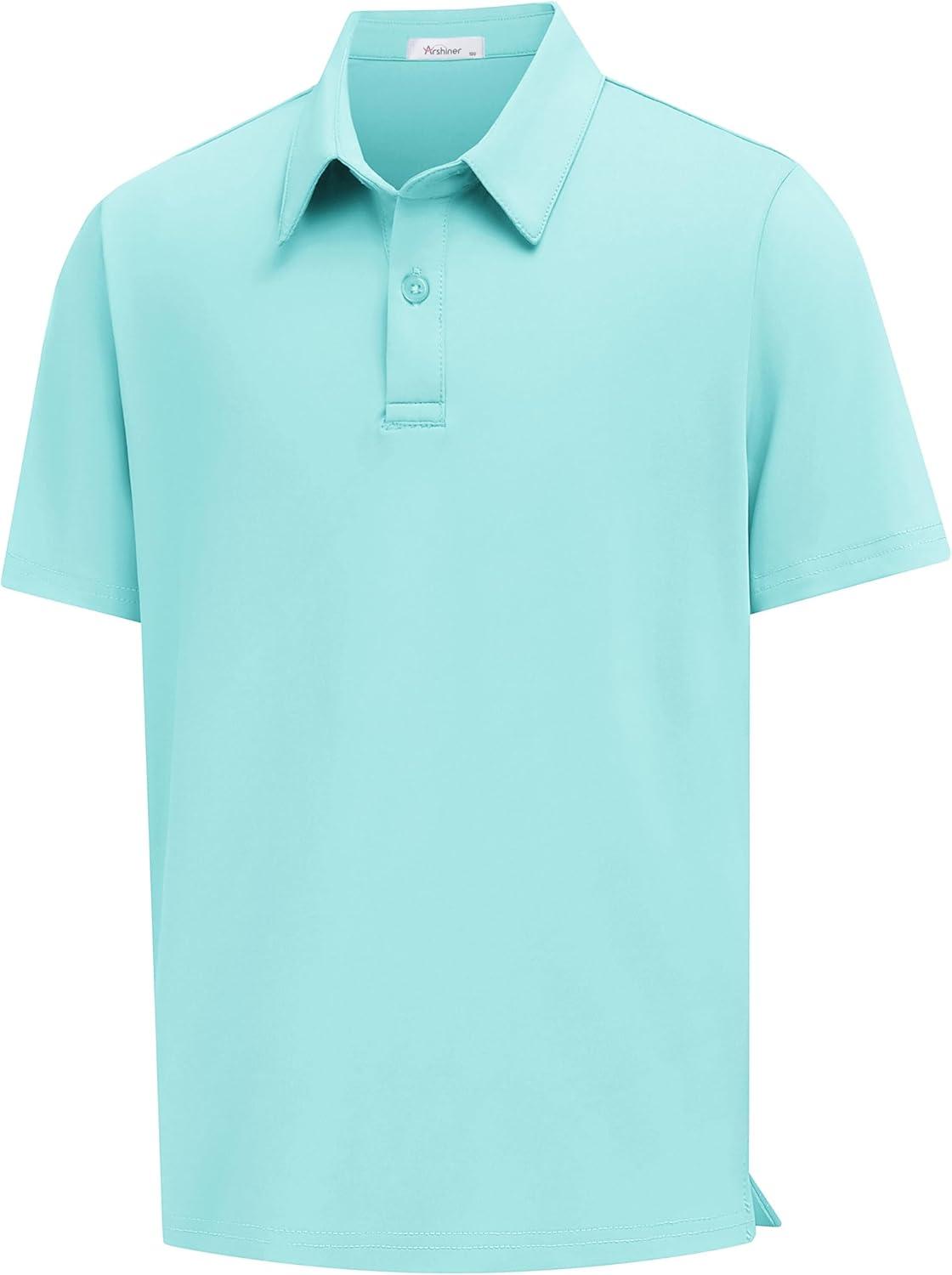 image:imageArshiner Boys Polo Shirt Golf Stripe Short Sleeve Button Performance Sport Collared Shirts for Kids Size 412 YearsCyan