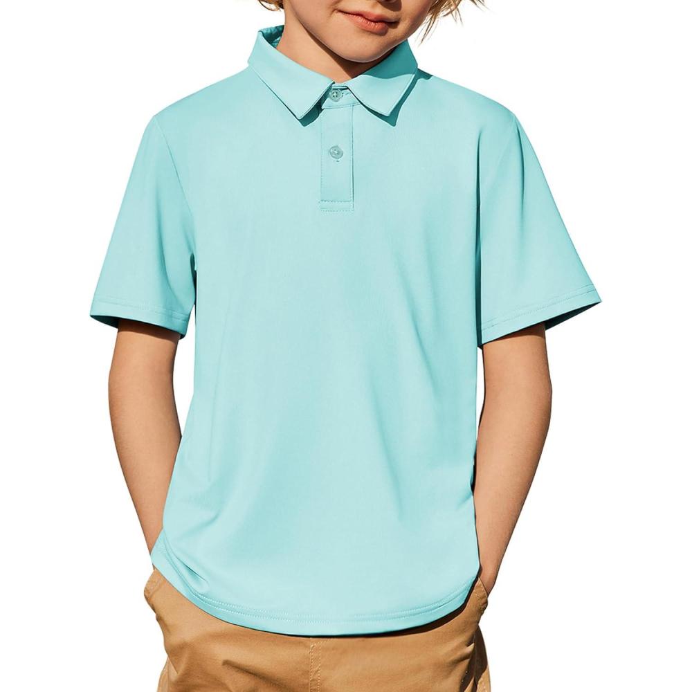 image:imageArshiner Boys Polo Shirt Golf Stripe Short Sleeve Button Performance Sport Collared Shirts for Kids Size 412 YearsCyan