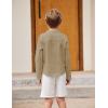 Arshiner Boys Cotton Linen Henley Shirt Button Down Shirt Long Sleeve T Shirt Beach Shirt Tee Casual Solid Tops(Deep Khaki)